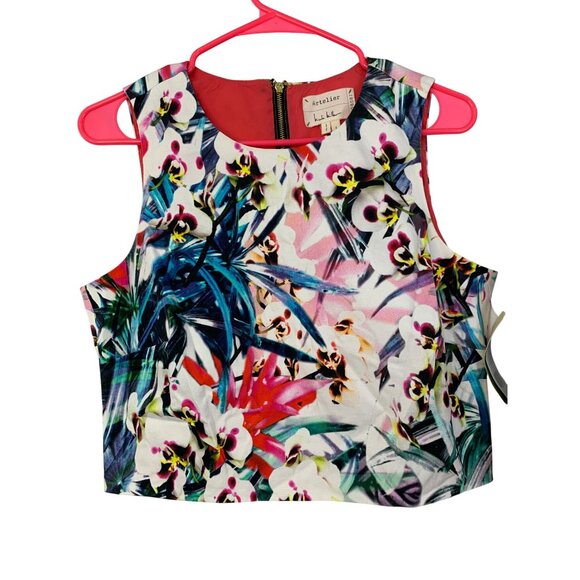 Nicole Miller Artelier Floral Print seperates 2-Piece Set Top L Skirt 8 NWT - Picture 7 of 10
